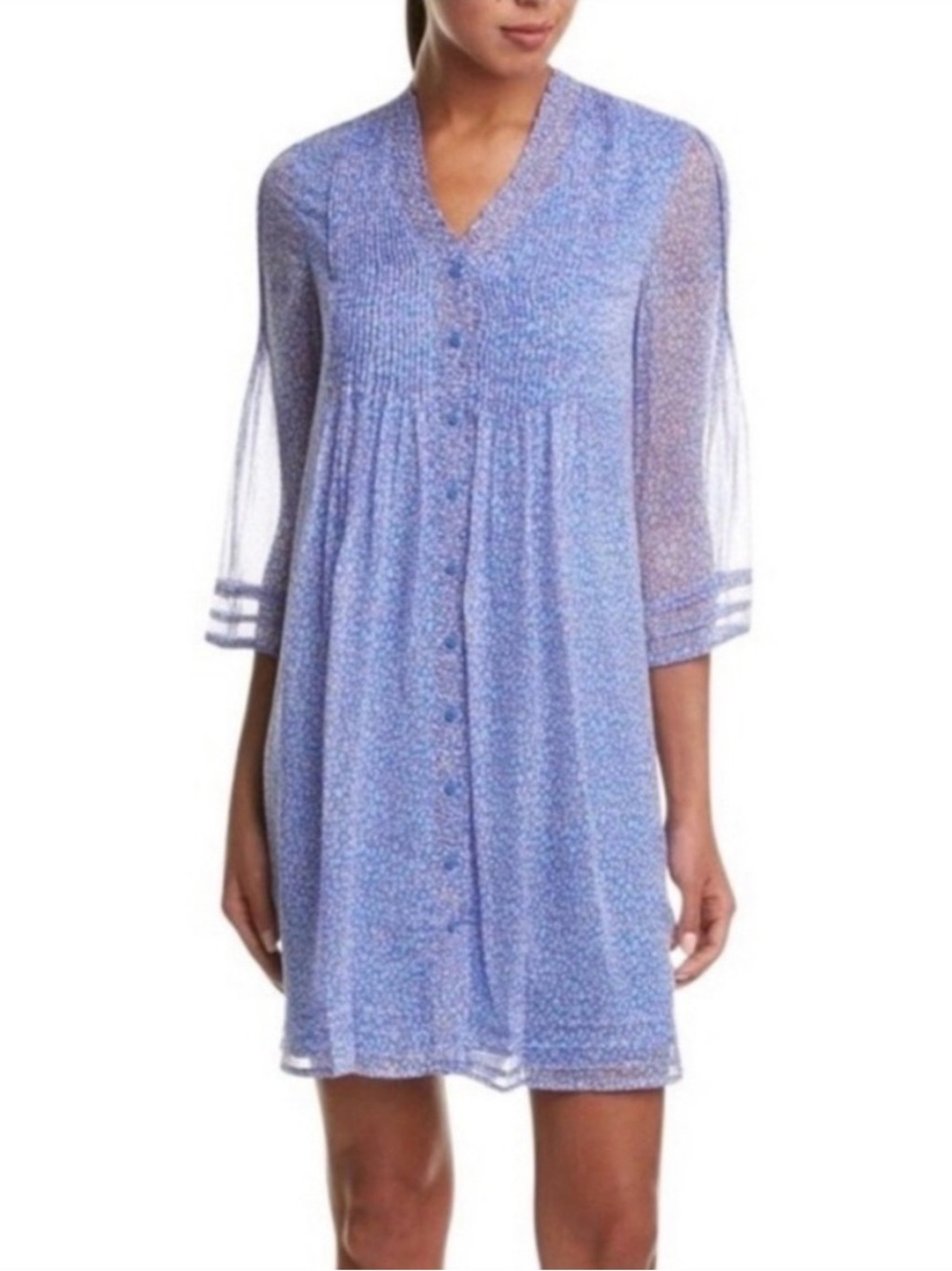 DVF Diane Von Furstenberg Blue Printed Silk Tunic Dress 10